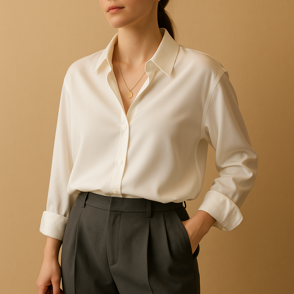 Satin blouse with collar for women | Isabelle