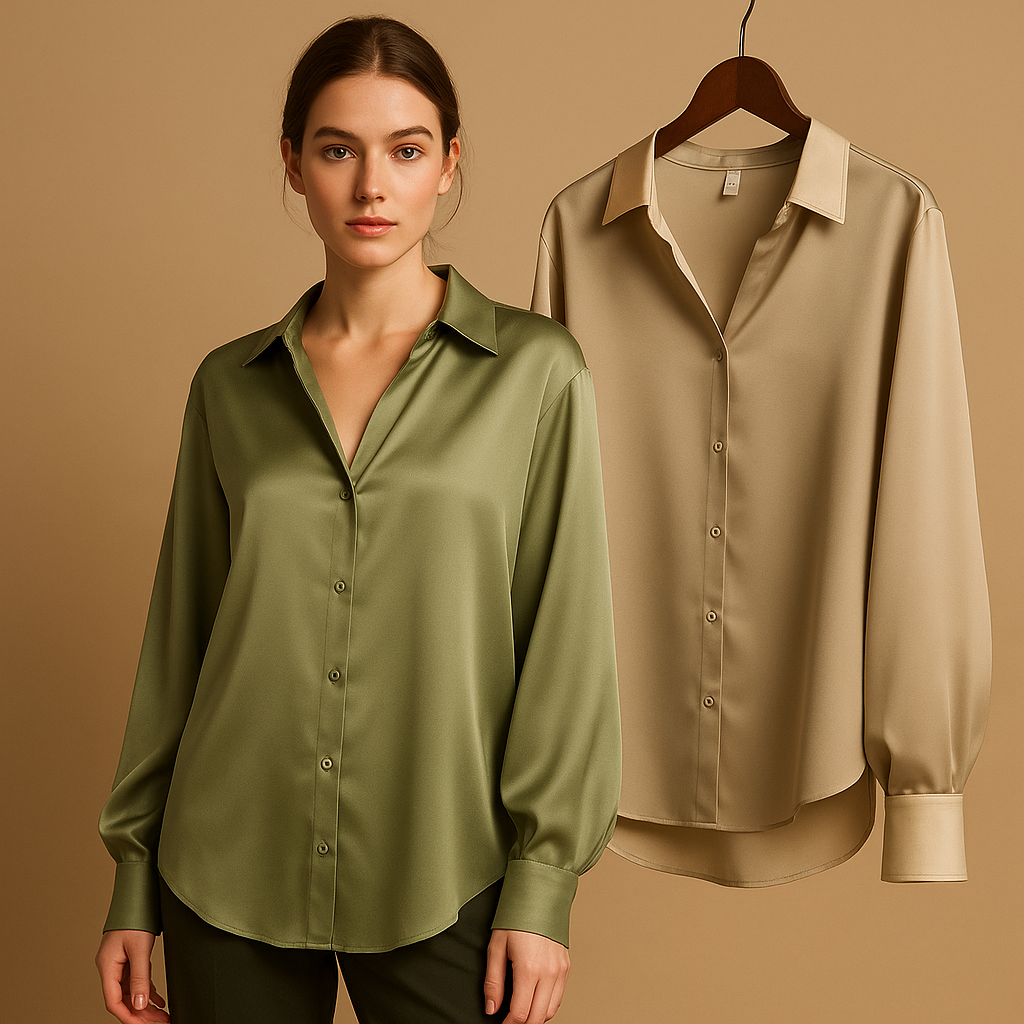 Satin blouse with collar for women | Isabelle