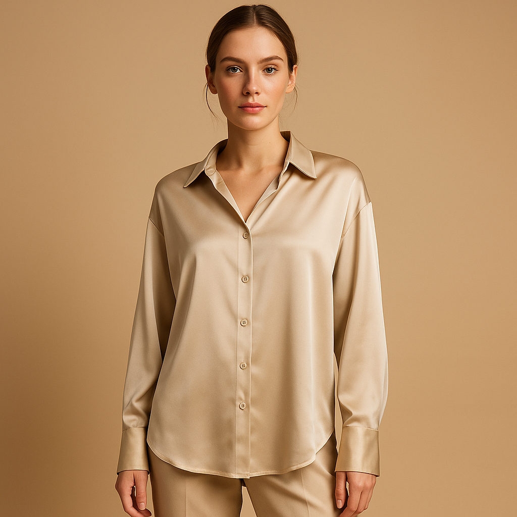 Satin blouse with collar for women | Isabelle