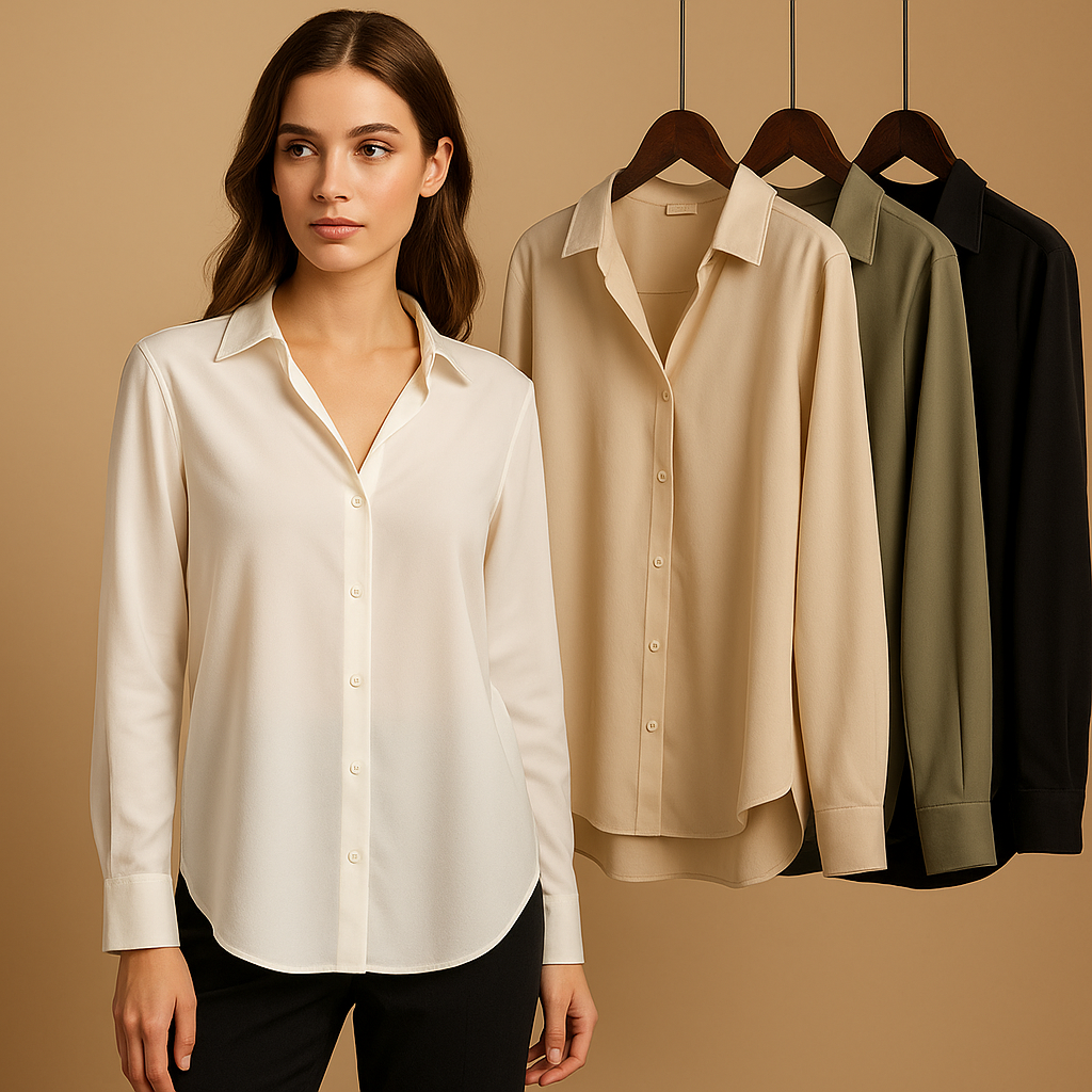 Satin blouse with collar for women | Isabelle