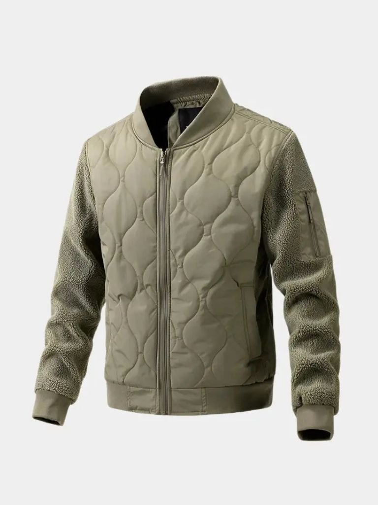 Sherpa Sleeves Padded Bomber Jacket for Men