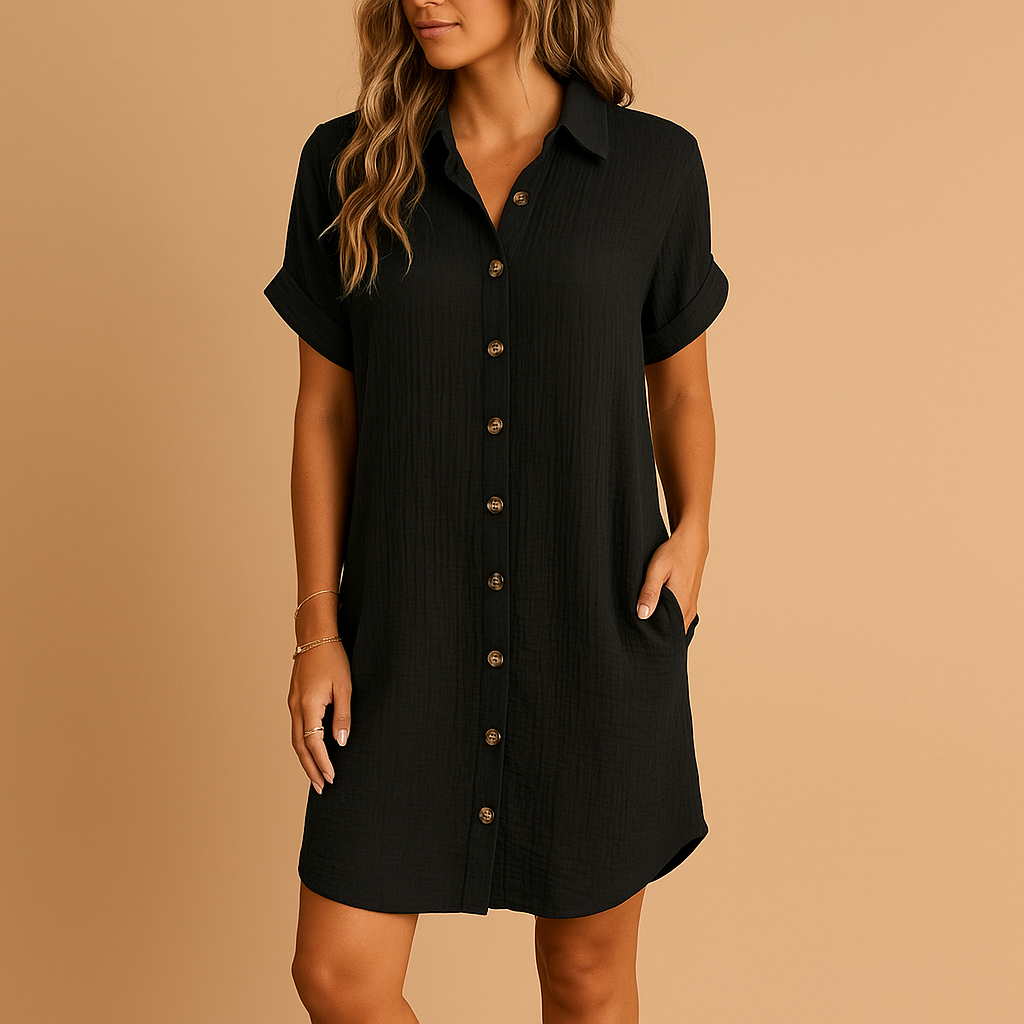 Shirt-style midi dress with belt detail for women | Valeria