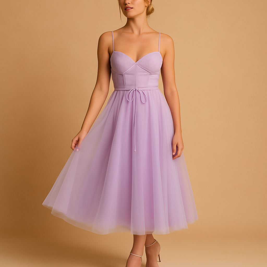 Sleeveless chiffon maxi dress with tulle overlay for women | Amara