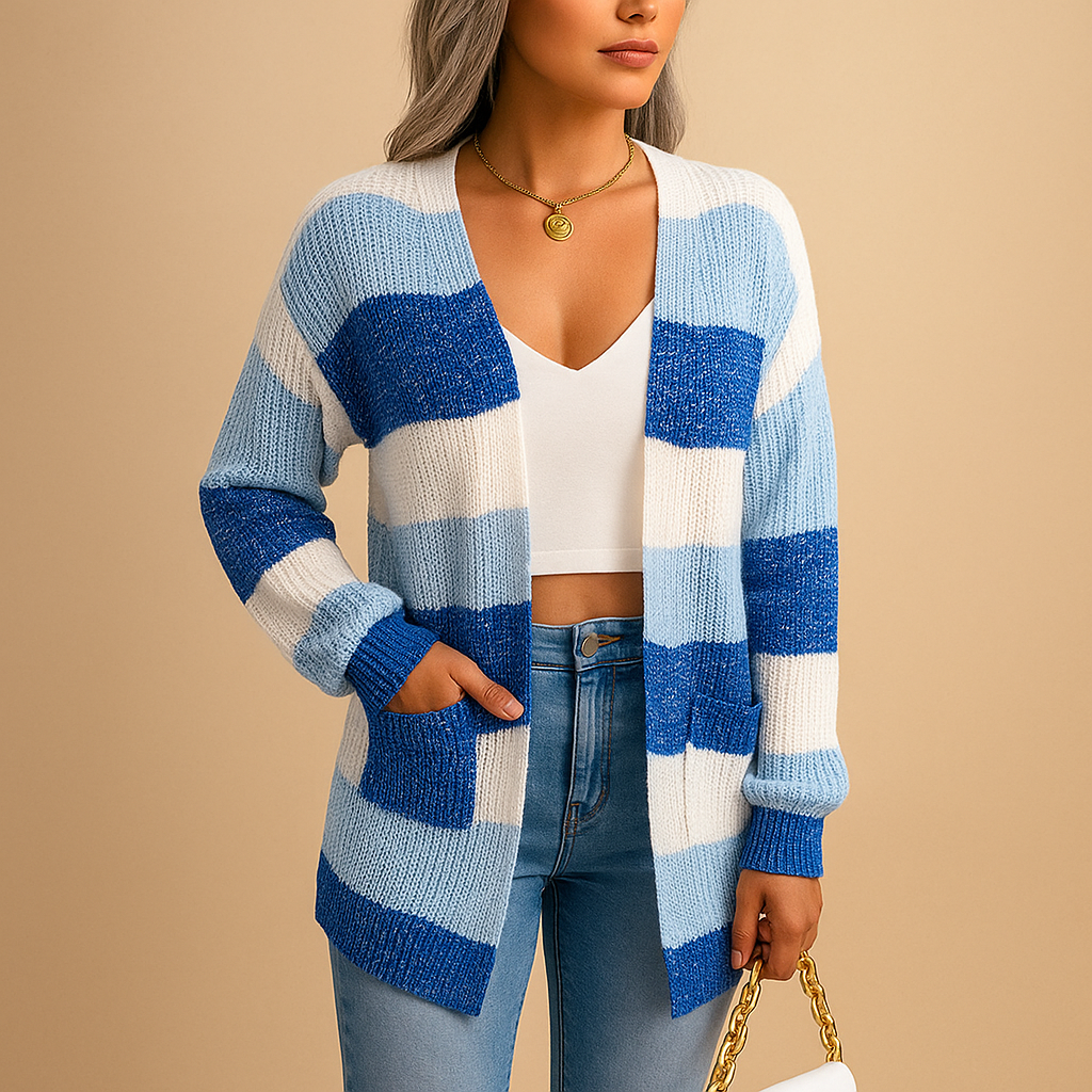 Slim plaid lantern sleeve cardigan for women | Cadence
