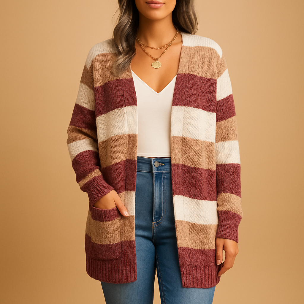 Slim plaid lantern sleeve cardigan for women | Cadence