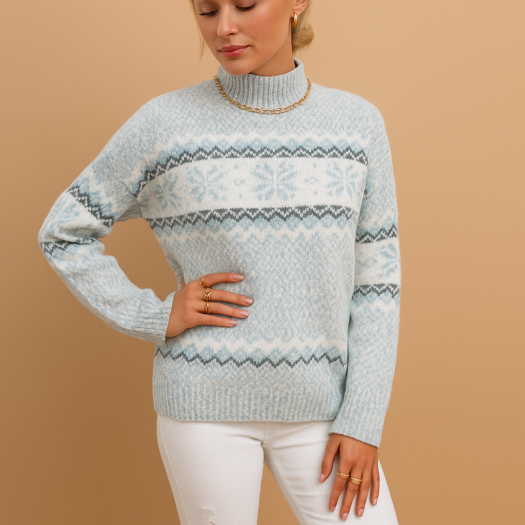 Snowflake knit turtleneck sweater for women | Jimena