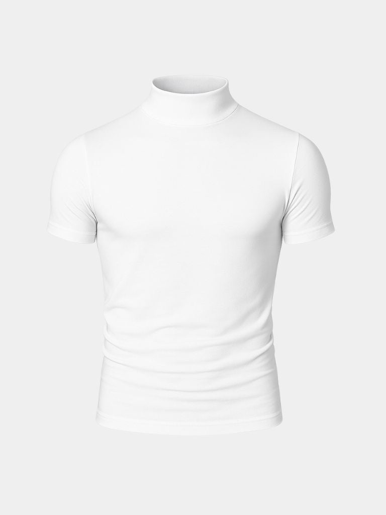 Solid Casual Turtle Neck T-Shirt for Men