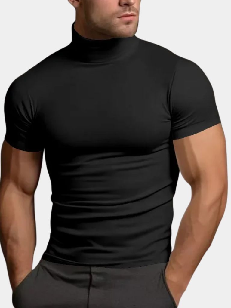Solid Casual Turtle Neck T-Shirt for Men