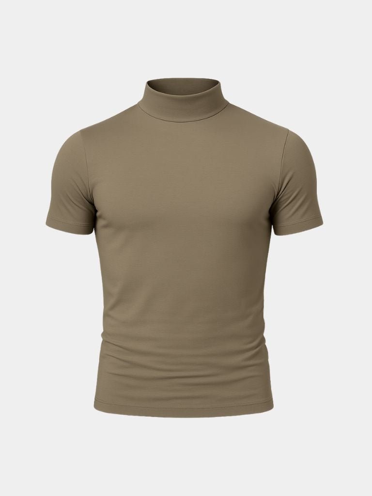 Solid Casual Turtle Neck T-Shirt for Men