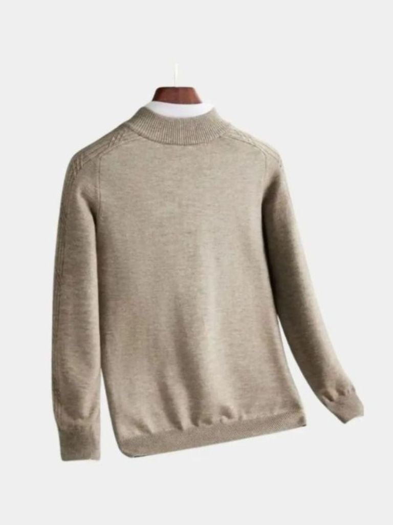 Stripe Quarter Zip Wool Sweater for Men