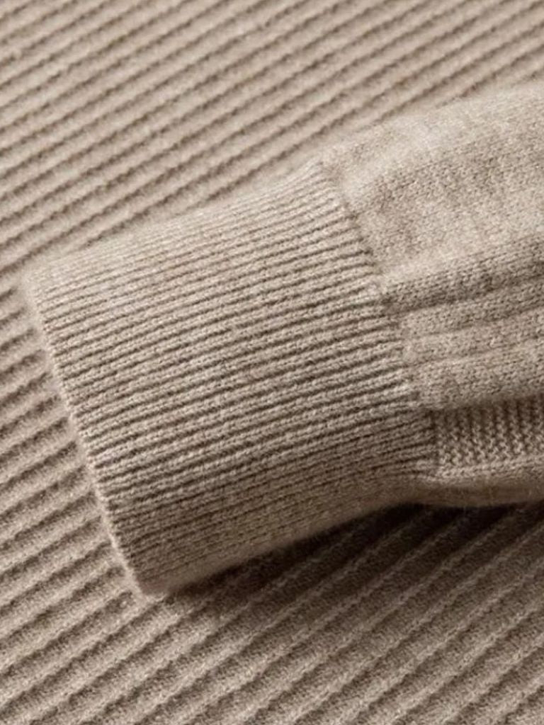 Stripe Quarter Zip Wool Sweater for Men