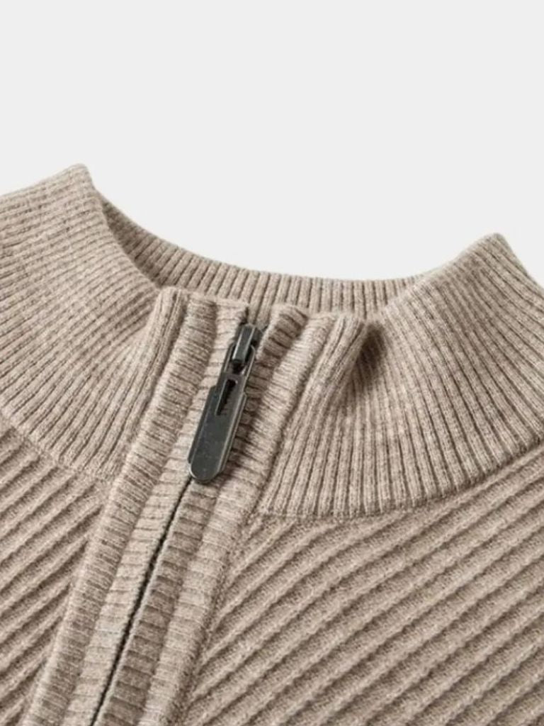 Stripe Quarter Zip Wool Sweater for Men