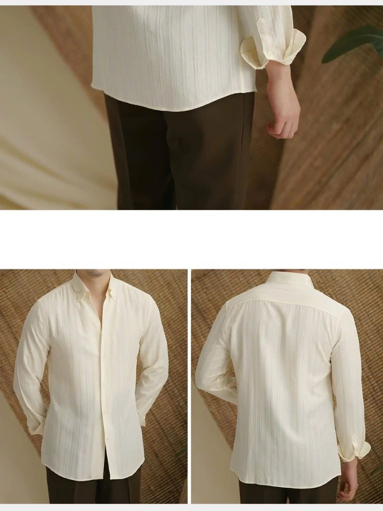 Striped Button Down Seersucker Shirt for Men