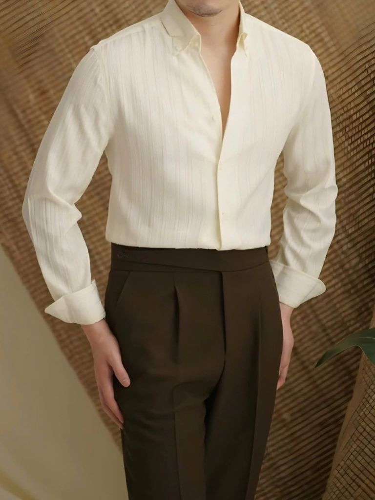 Striped Button Down Seersucker Shirt for Men