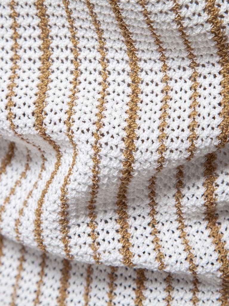 Striped Knit Polo Shirt  for Men