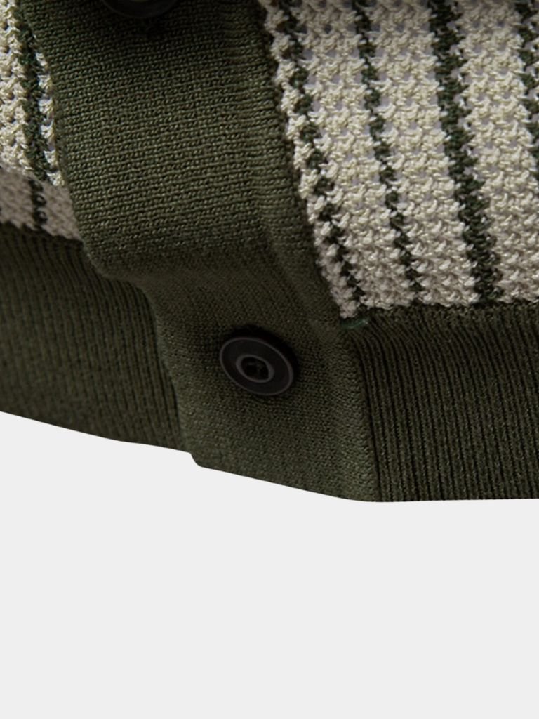 Striped Knit Polo Shirt  for Men