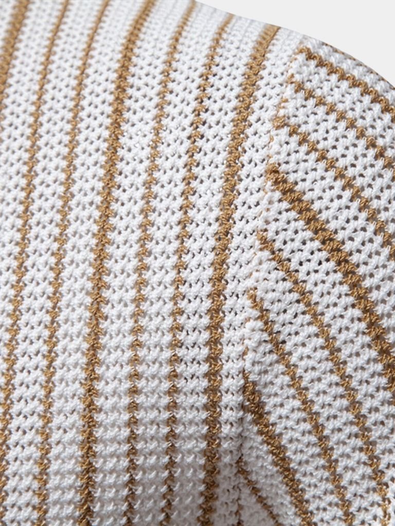 Striped Knit Polo Shirt  for Men