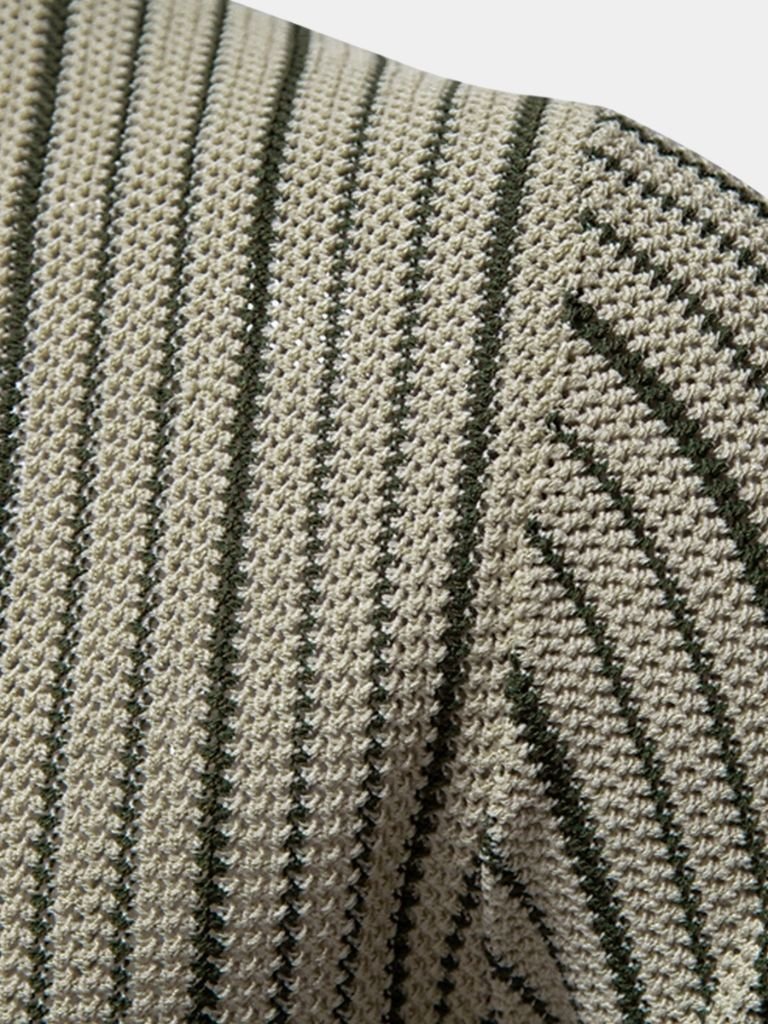 Striped Knit Polo Shirt  for Men