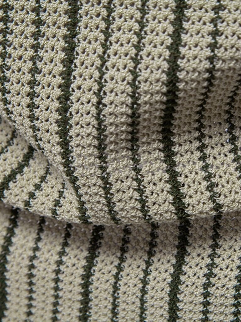 Striped Knit Polo Shirt  for Men