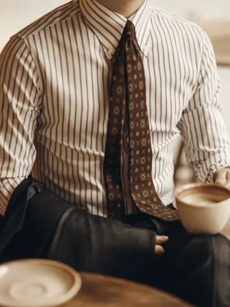 Striped Retro Shirt (Brown) for Men