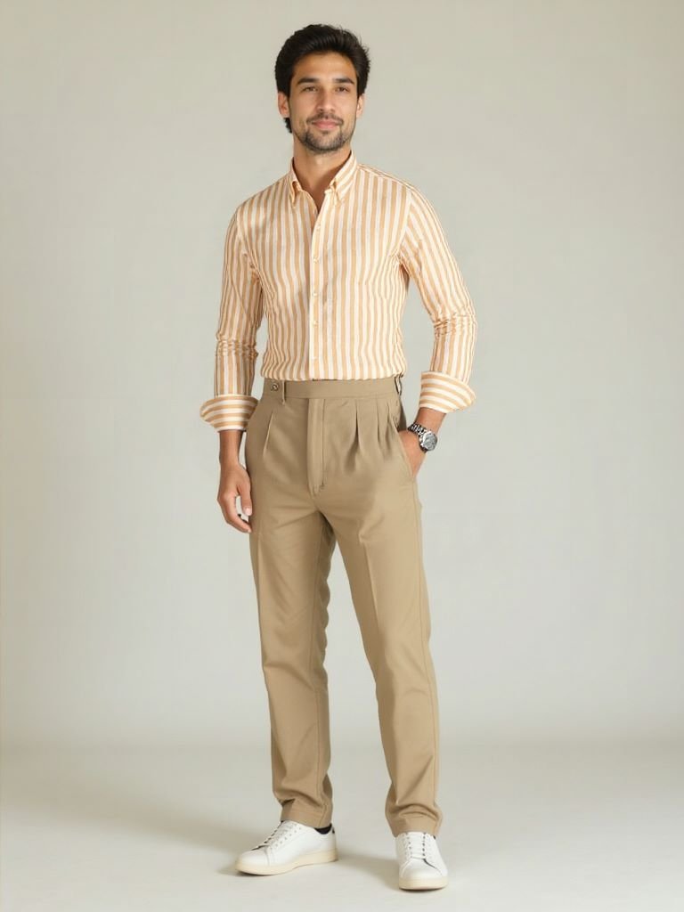 Striped Seersucker Shirt for Men