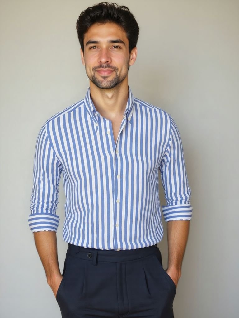 Striped Seersucker Shirt for Men