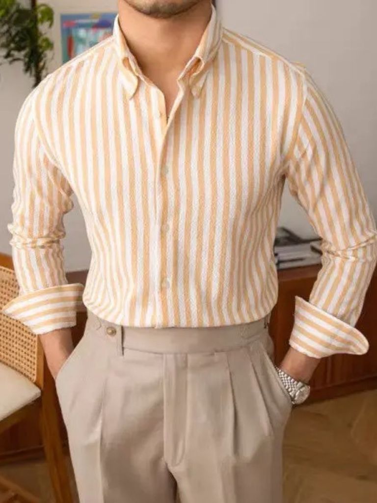 Striped Seersucker Shirt for Men