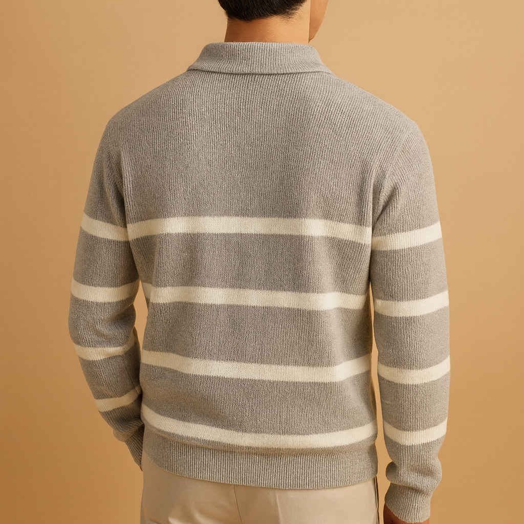 Striped zip sweater for men with half-zip | Adrian