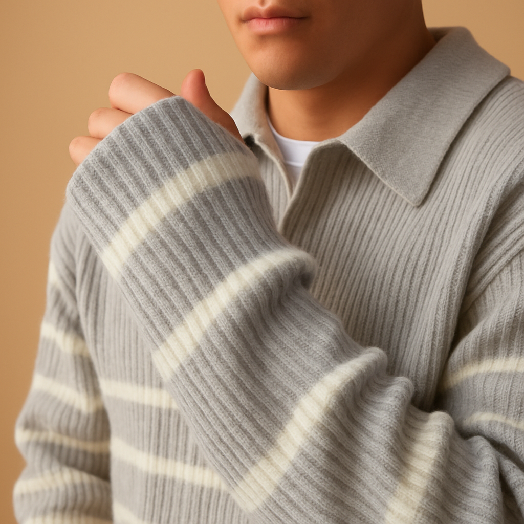 Striped zip sweater for men with half-zip | Adrian
