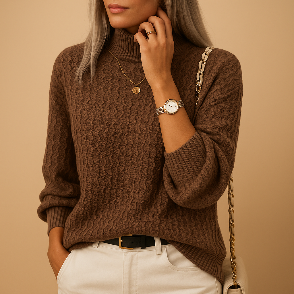 Stylish turtleneck knit sweater for women | Luisa