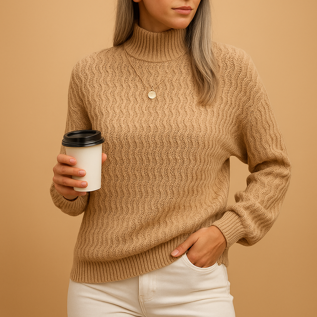 Stylish turtleneck knit sweater for women | Luisa