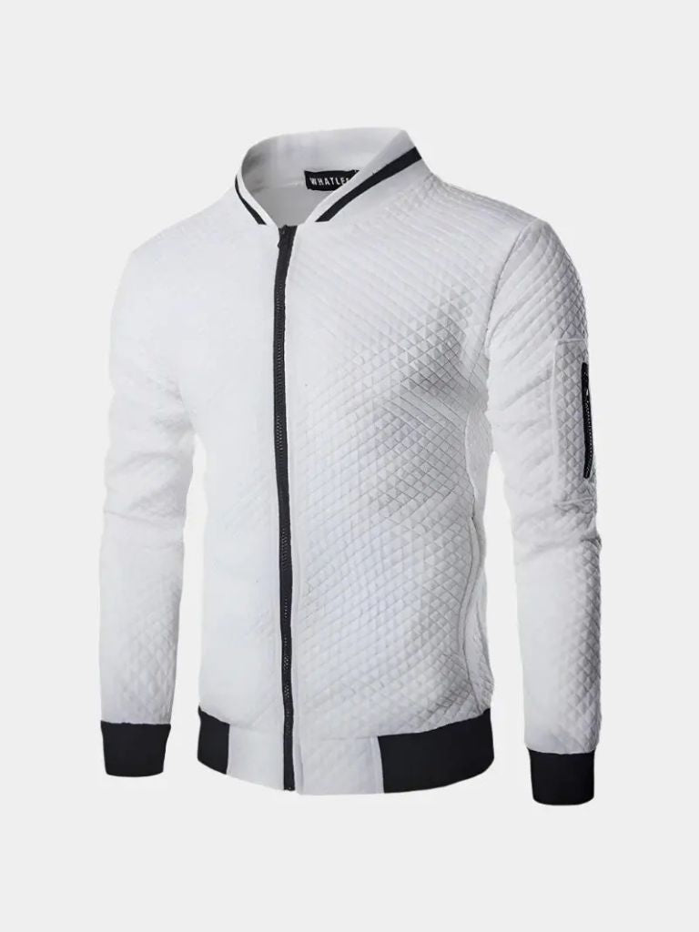 Textured Casual Bomber Jacket for Men
