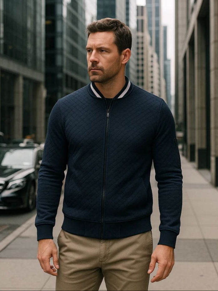 Textured Casual Bomber Jacket for Men