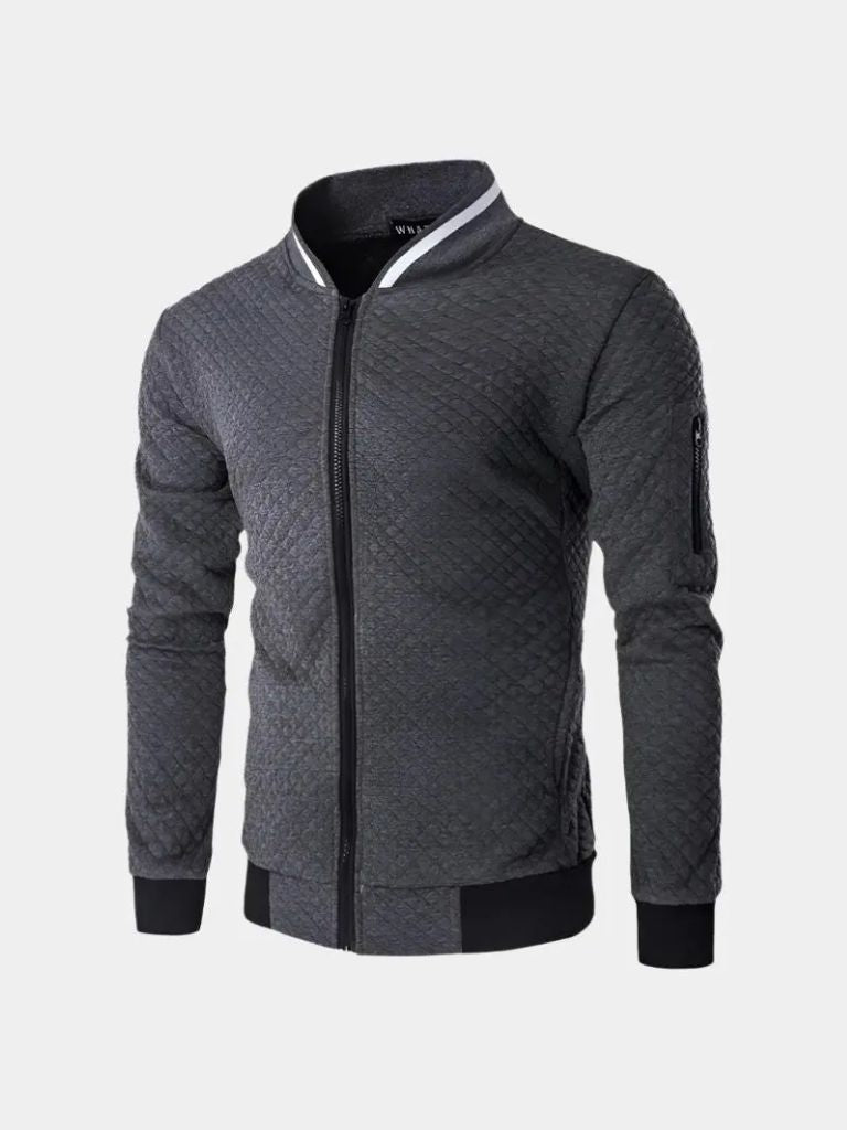 Textured Casual Bomber Jacket for Men