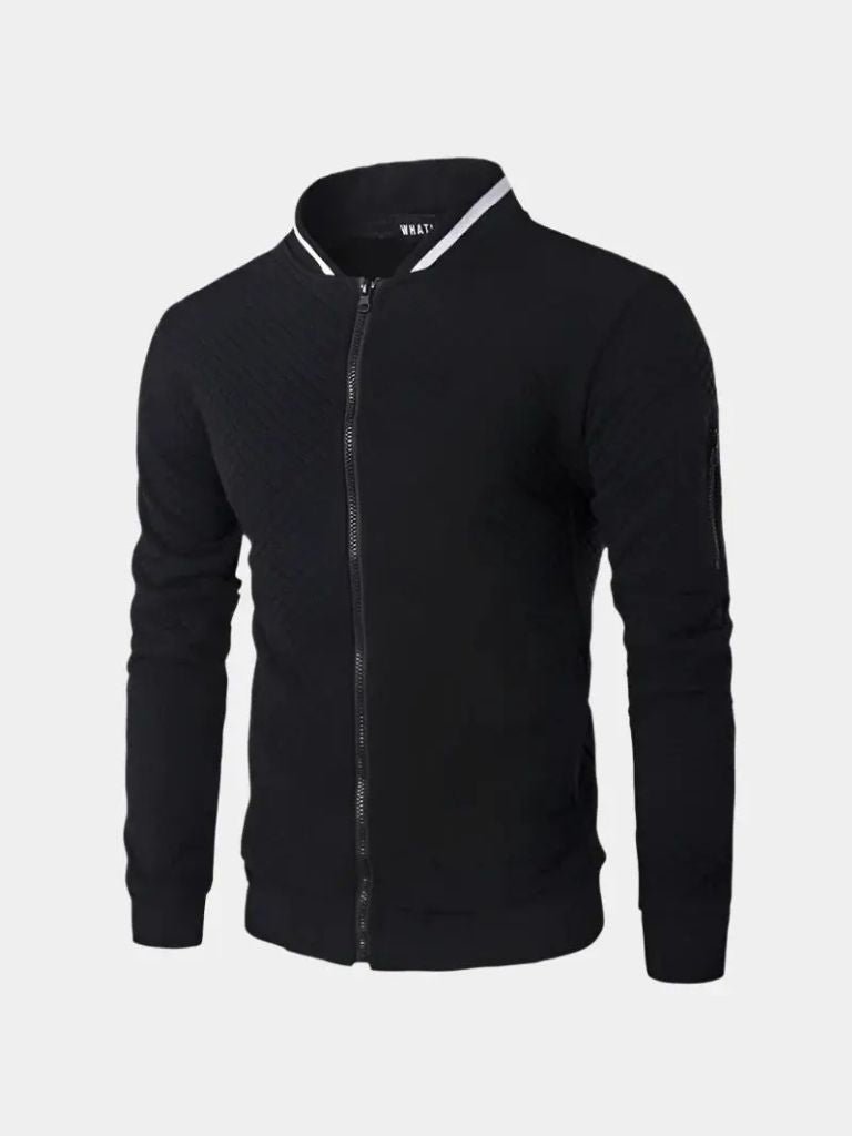 Textured Casual Bomber Jacket for Men