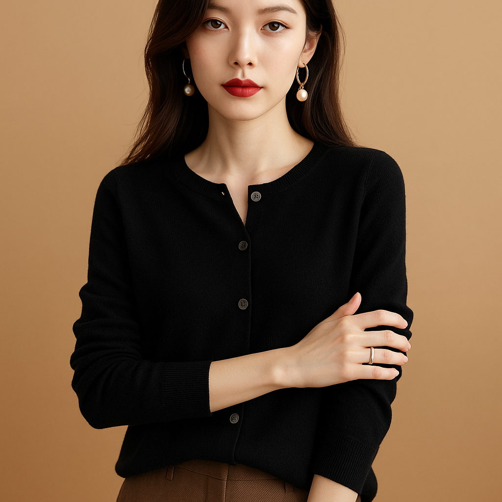 V-neck buttoned winter cardigan for women | Naomi