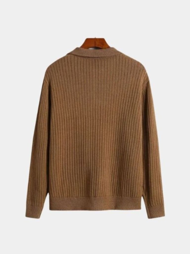 V-Neck Polo Sweater Ribbed for Men