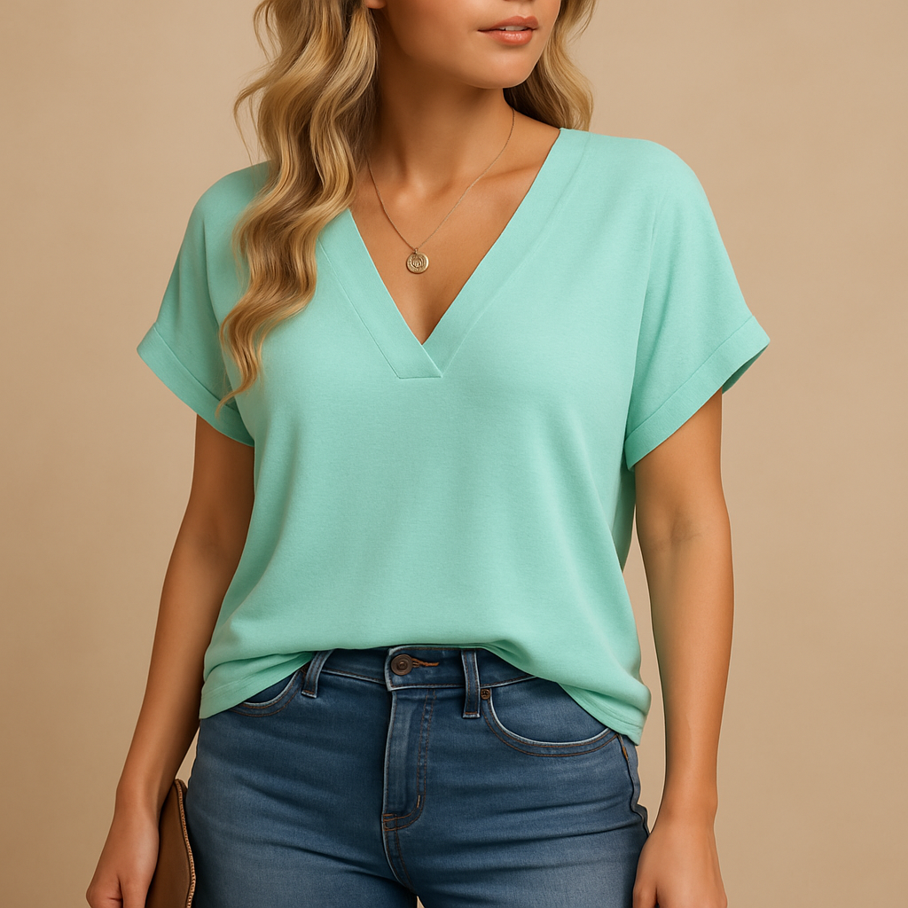 V-neck puff sleeve blouse for women | Lila