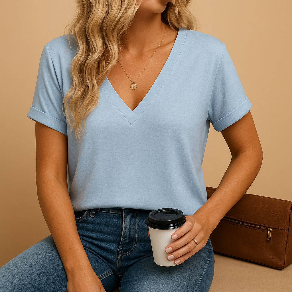V-neck puff sleeve blouse for women | Lila