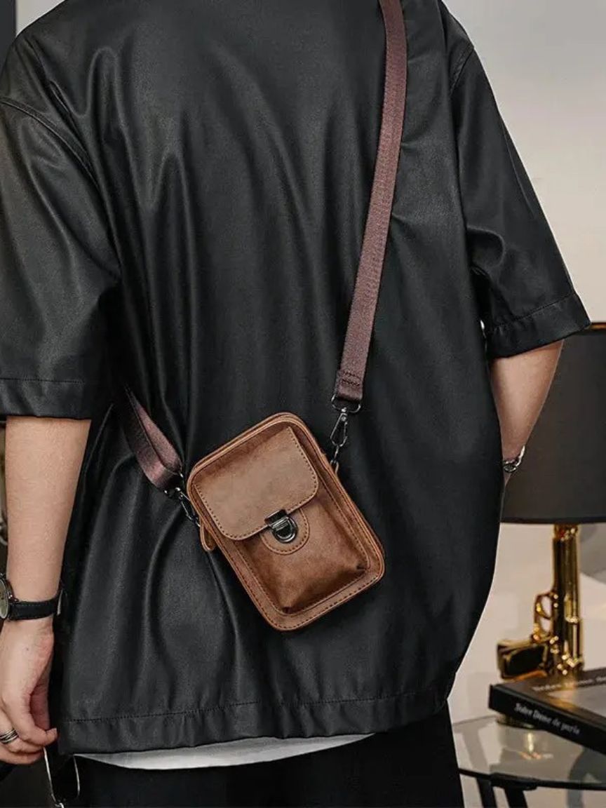 Vintage Mini Leather Crossbody Shoulder Bag for Men