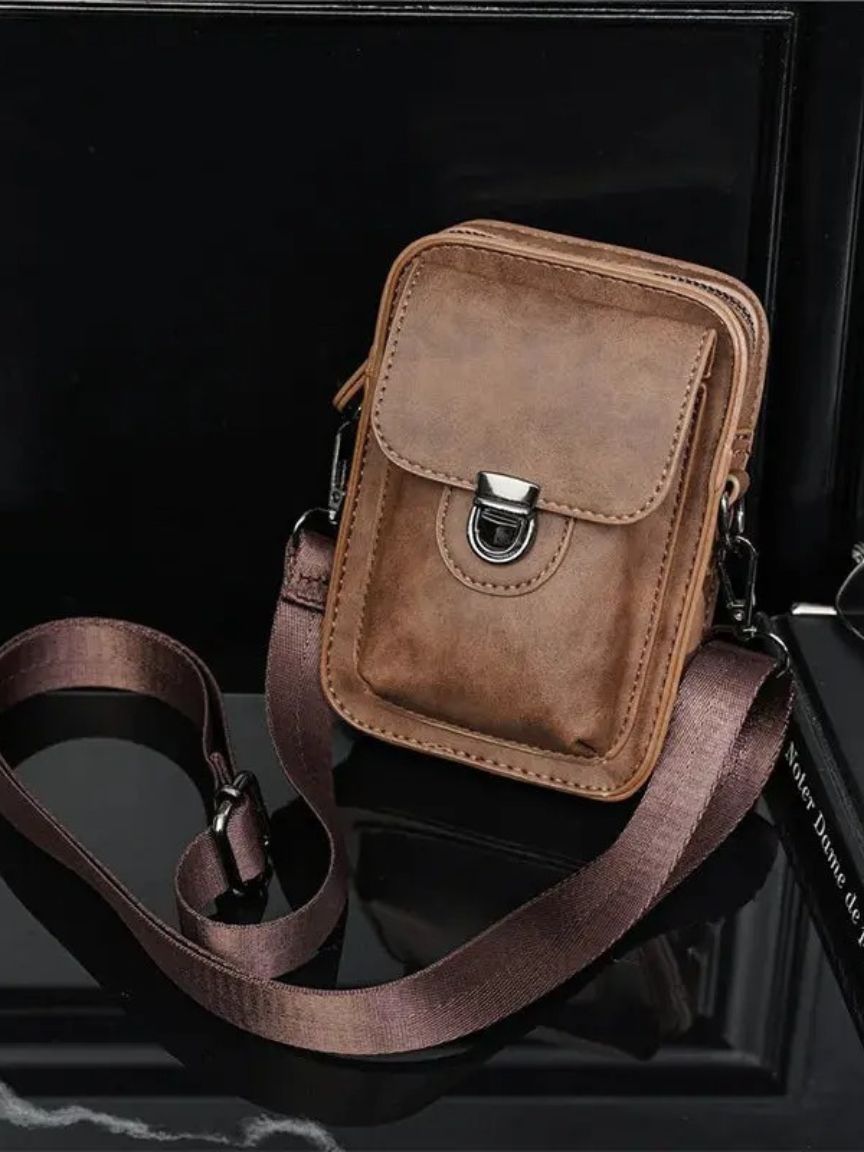 Vintage Mini Leather Crossbody Shoulder Bag for Men