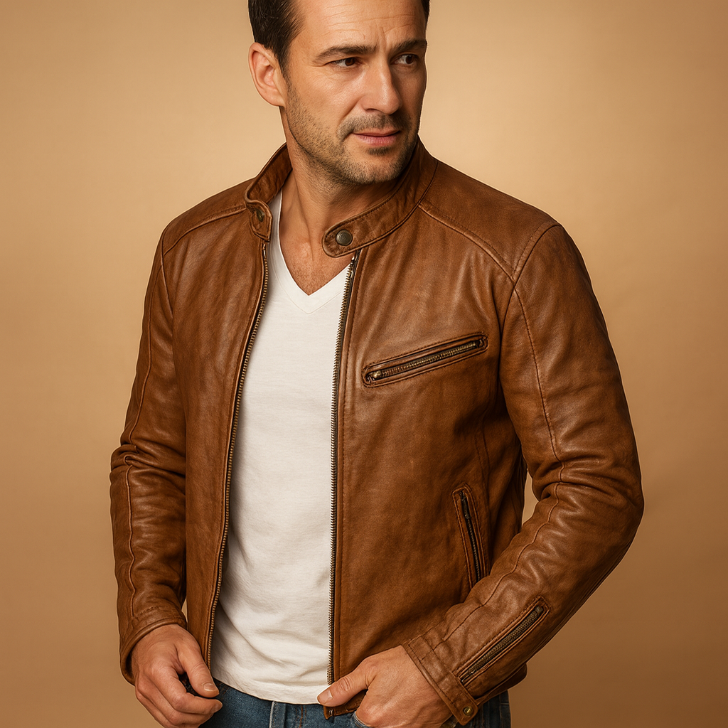 Waterproof biker jacket with zipper for men | Damian