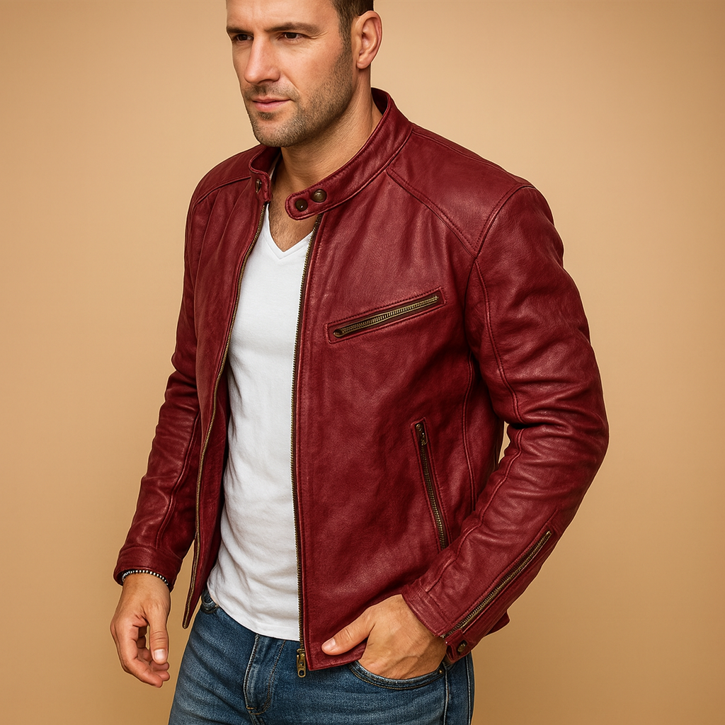 Waterproof biker jacket with zipper for men | Damian