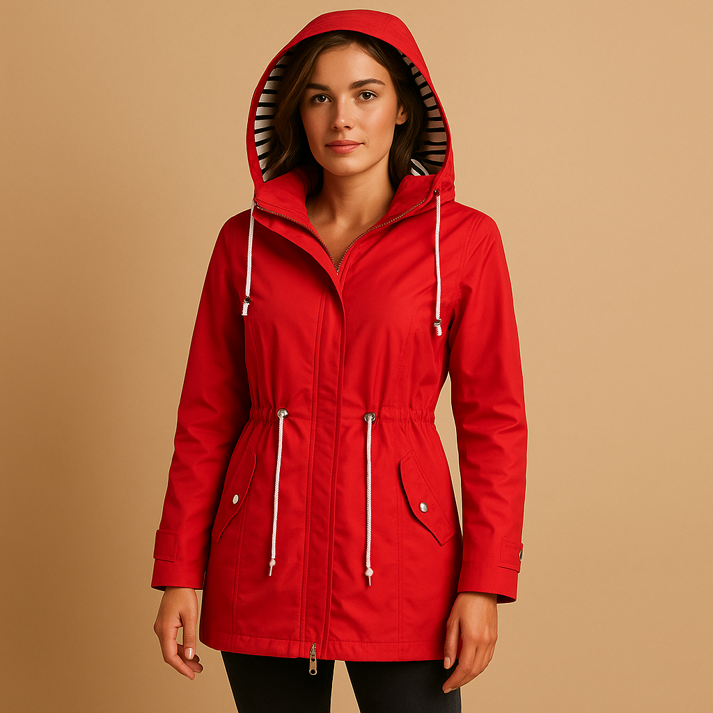 Waterproof rain parka with adjustable waist for women | Genzina