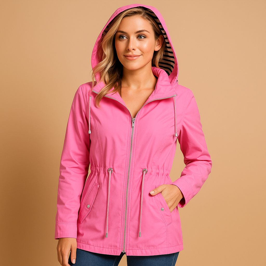 Waterproof rain parka with adjustable waist for women | Genzina