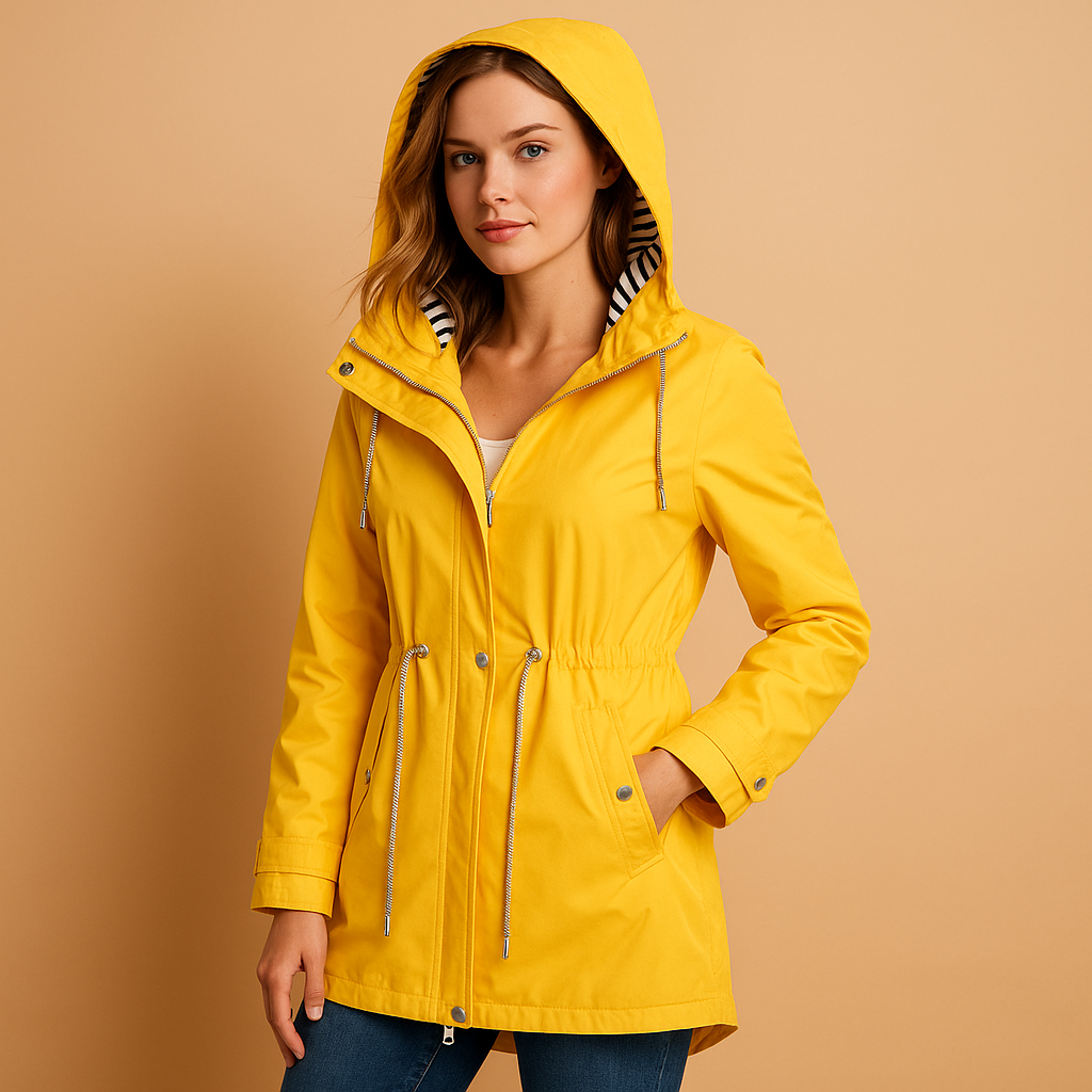 Waterproof rain parka with adjustable waist for women | Genzina