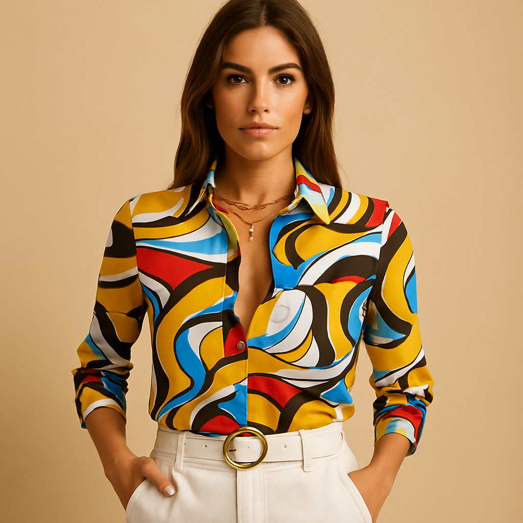 Wrap front printed blouse for women | Clara