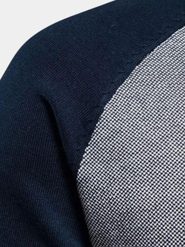 Zipper Color Block Standing Collar Cardigan Sweater for Men